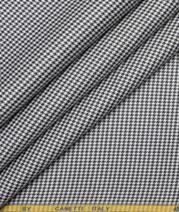 Canetti Italy  Exotic Cotton Self Design Shirting Fabric (White & Black)