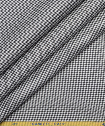 Canetti Italy  Exotic Cotton Self Design Shirting Fabric (White & Black)