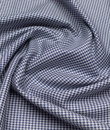 Canetti Italy  Exotic Cotton Self Design Shirting Fabric (White & Royal Blue)