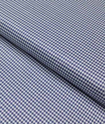 Canetti Italy  Exotic Cotton Self Design Shirting Fabric (White & Royal Blue)