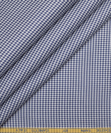 Canetti Italy  Exotic Cotton Self Design Shirting Fabric (White & Royal Blue)