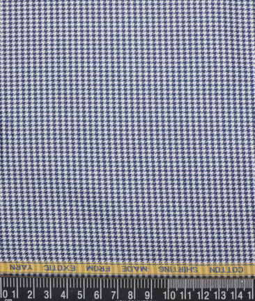 Canetti Italy  Exotic Cotton Self Design Shirting Fabric (White & Royal Blue)