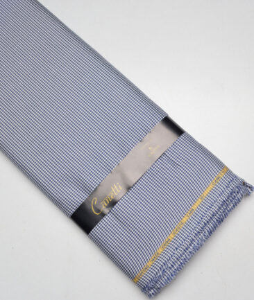 Canetti Italy  Exotic Cotton Self Design Shirting Fabric (White & Royal Blue)