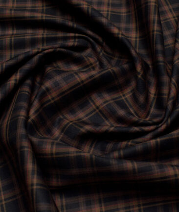J.Hampstead  Giza Cotton Checks Shirting Fabric (Black & Brown)
