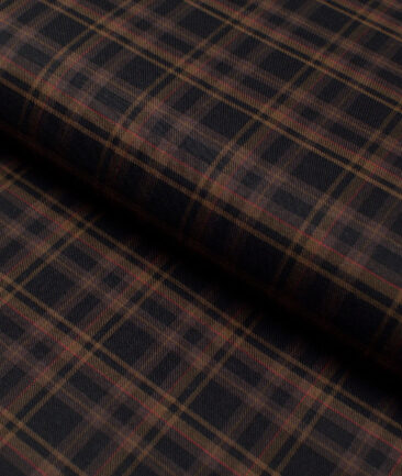 J.Hampstead  Giza Cotton Checks Shirting Fabric (Black & Brown)