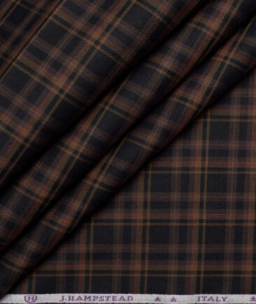 J.Hampstead  Giza Cotton Checks Shirting Fabric (Black & Brown)