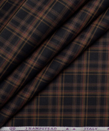 J.Hampstead  Giza Cotton Checks Shirting Fabric (Black & Brown)