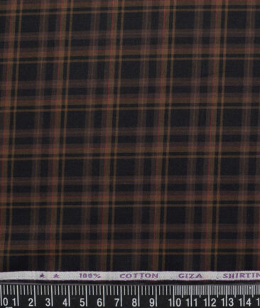 J.Hampstead  Giza Cotton Checks Shirting Fabric (Black & Brown)
