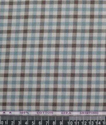 J.Hampstead  Giza Cotton Checks Shirting Fabric (Light Grey & Green)