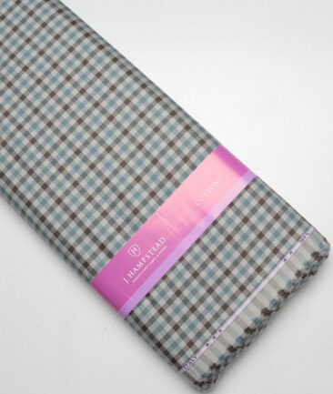 J.Hampstead  Giza Cotton Checks Shirting Fabric (Light Grey & Green)