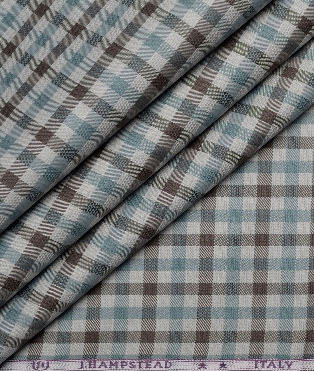 J.Hampstead Giza Cotton Checks Shirting Fabric (Light Grey & Green) J.Hampstead Giza Cotton Checks Shirting Fabric (Light Grey & Green)