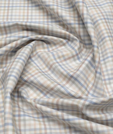 J.Hampstead  Giza Cotton Checks Shirting Fabric (White & Cream)