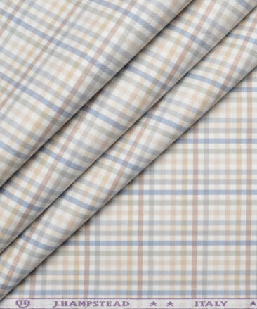 J.Hampstead  Giza Cotton Checks Shirting Fabric (White & Cream)