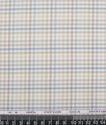 J.Hampstead  Giza Cotton Checks Shirting Fabric (White & Cream)