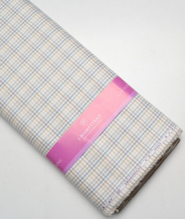 J.Hampstead  Giza Cotton Checks Shirting Fabric (White & Cream)