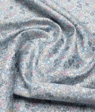 J.Hampstead  Pure Cotton Printed Shirting Fabric (Sky Blue)