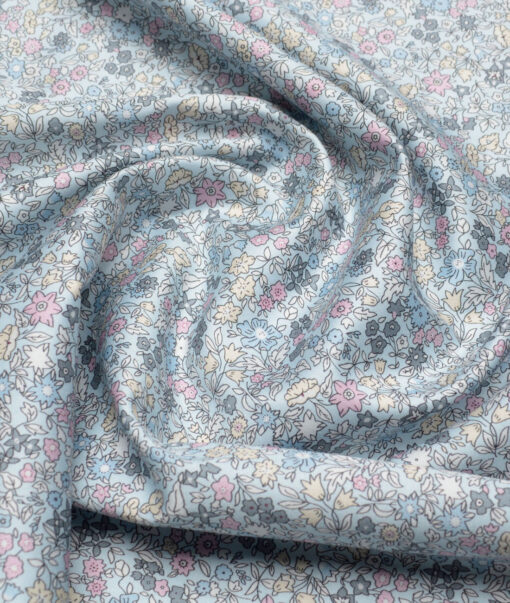 J.Hampstead  Pure Cotton Printed Shirting Fabric (Sky Blue)
