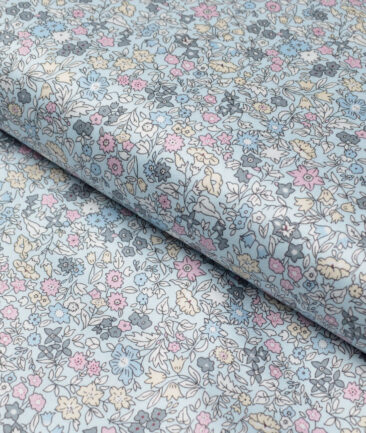 J.Hampstead  Pure Cotton Printed Shirting Fabric (Sky Blue)