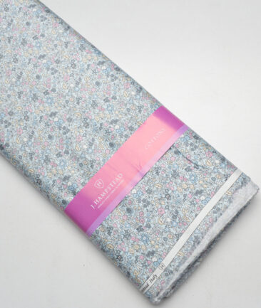 J.Hampstead  Pure Cotton Printed Shirting Fabric (Sky Blue)
