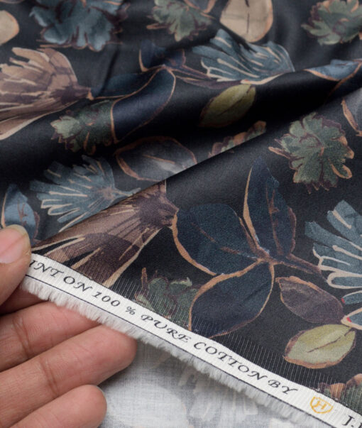 J.Hampstead  Pure Cotton Printed Shirting Fabric (Black)