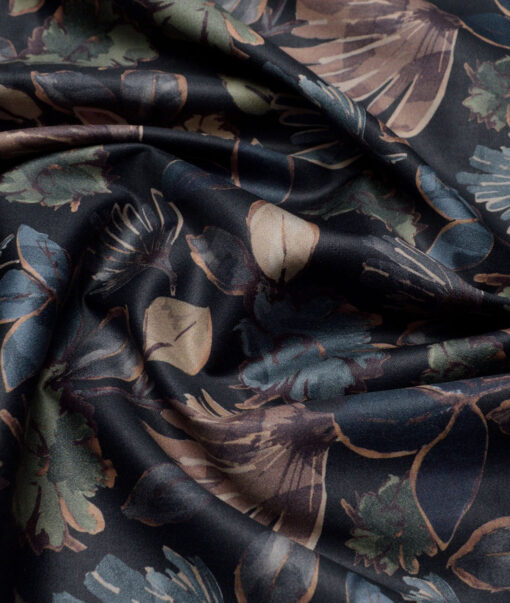 J.Hampstead  Pure Cotton Printed Shirting Fabric (Black)