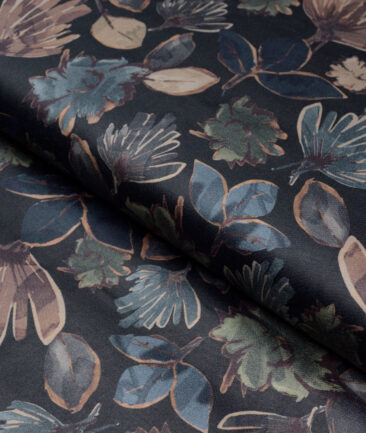 J.Hampstead  Pure Cotton Printed Shirting Fabric (Black)