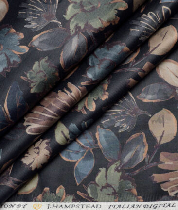 J.Hampstead  Pure Cotton Printed Shirting Fabric (Black)