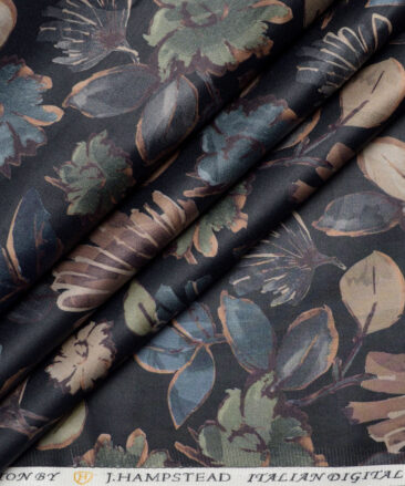 J.Hampstead  Pure Cotton Printed Shirting Fabric (Black)