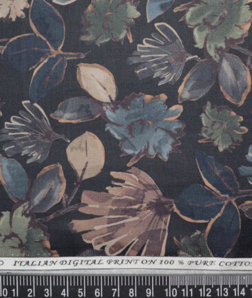 J.Hampstead  Pure Cotton Printed Shirting Fabric (Black)