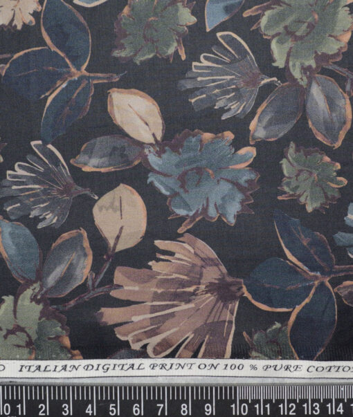 J.Hampstead  Pure Cotton Printed Shirting Fabric (Black)