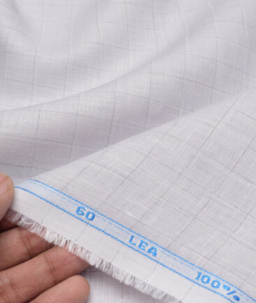 J.Hampstead 60 LEA European Linen Checks Shirting Fabric (Light Grey)