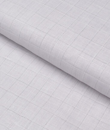 J.Hampstead 60 LEA European Linen Checks Shirting Fabric (Light Grey)