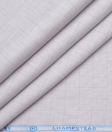 J.Hampstead 60 LEA European Linen Checks Shirting Fabric (Light Grey)