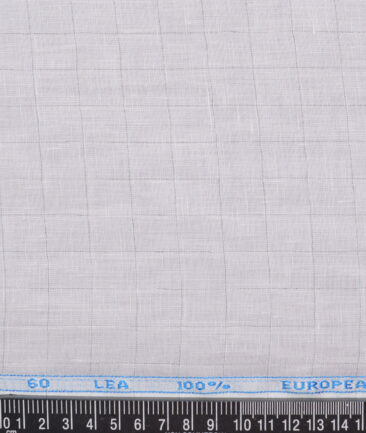 J.Hampstead 60 LEA European Linen Checks Shirting Fabric (Light Grey)