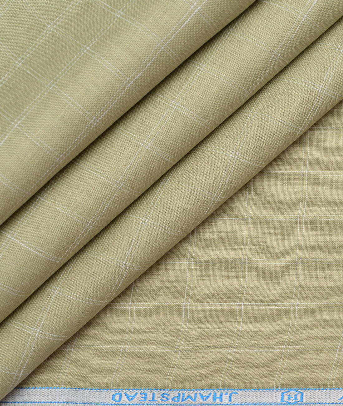 J.Hampstead 60 LEA European Linen Checks Shirting Fabric (Light Olive Green) J.Hampstead 60 LEA European Linen Checks Shirting Fabric (Light Olive Green)