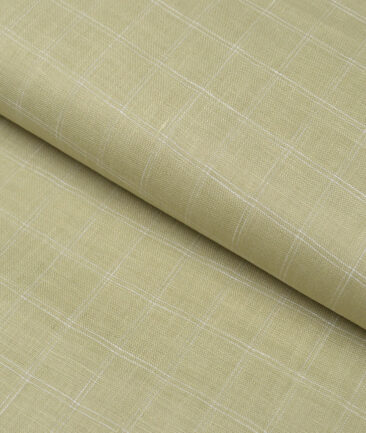 J.Hampstead 60 LEA European Linen Checks Shirting Fabric (Light Olive Green)
