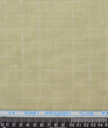 J.Hampstead 60 LEA European Linen Checks Shirting Fabric (Light Olive Green)