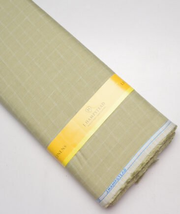 J.Hampstead 60 LEA European Linen Checks Shirting Fabric (Light Olive Green)