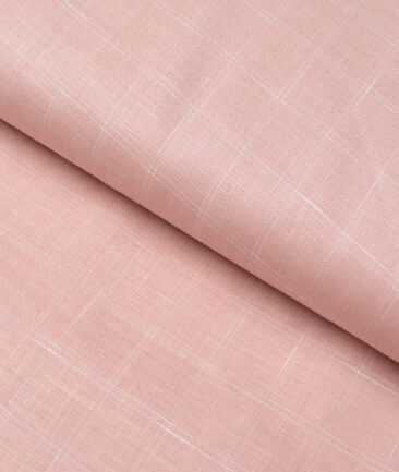 J.Hampstead 60 LEA European Linen Checks Shirting Fabric (Light Pink)