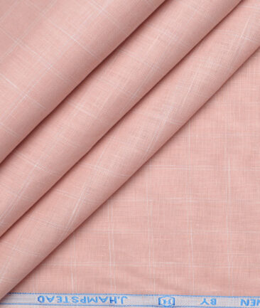 J.Hampstead 60 LEA European Linen Checks Shirting Fabric (Light Pink)