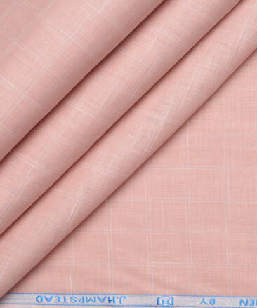 J.Hampstead 60 LEA European Linen Checks Shirting Fabric (Light Pink)