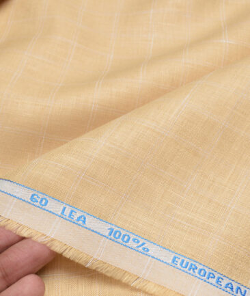 J.Hampstead 60 LEA European Linen Checks Shirting Fabric (Sunset Beige)