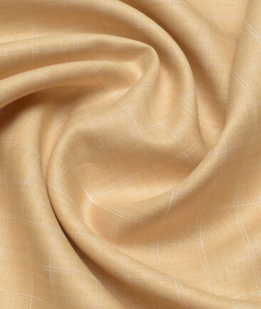 J.Hampstead 60 LEA European Linen Checks Shirting Fabric (Sunset Beige)