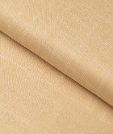 J.Hampstead 60 LEA European Linen Checks Shirting Fabric (Sunset Beige)