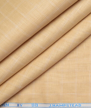 J.Hampstead 60 LEA European Linen Checks Shirting Fabric (Sunset Beige)