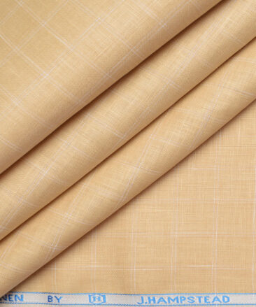 J.Hampstead 60 LEA European Linen Checks Shirting Fabric (Sunset Beige)