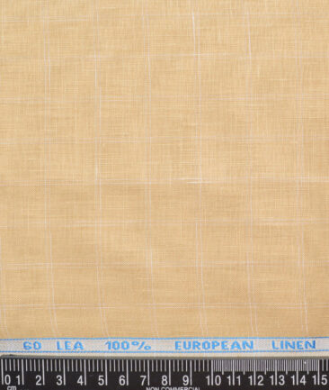 J.Hampstead 60 LEA European Linen Checks Shirting Fabric (Sunset Beige)