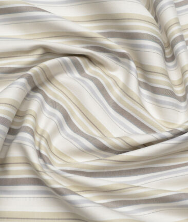 Monza  Luxury Cotton Striped Shirting Fabric (Cream)