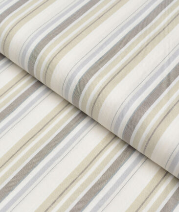 Monza  Luxury Cotton Striped Shirting Fabric (Cream)