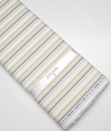 Monza  Luxury Cotton Striped Shirting Fabric (Cream)